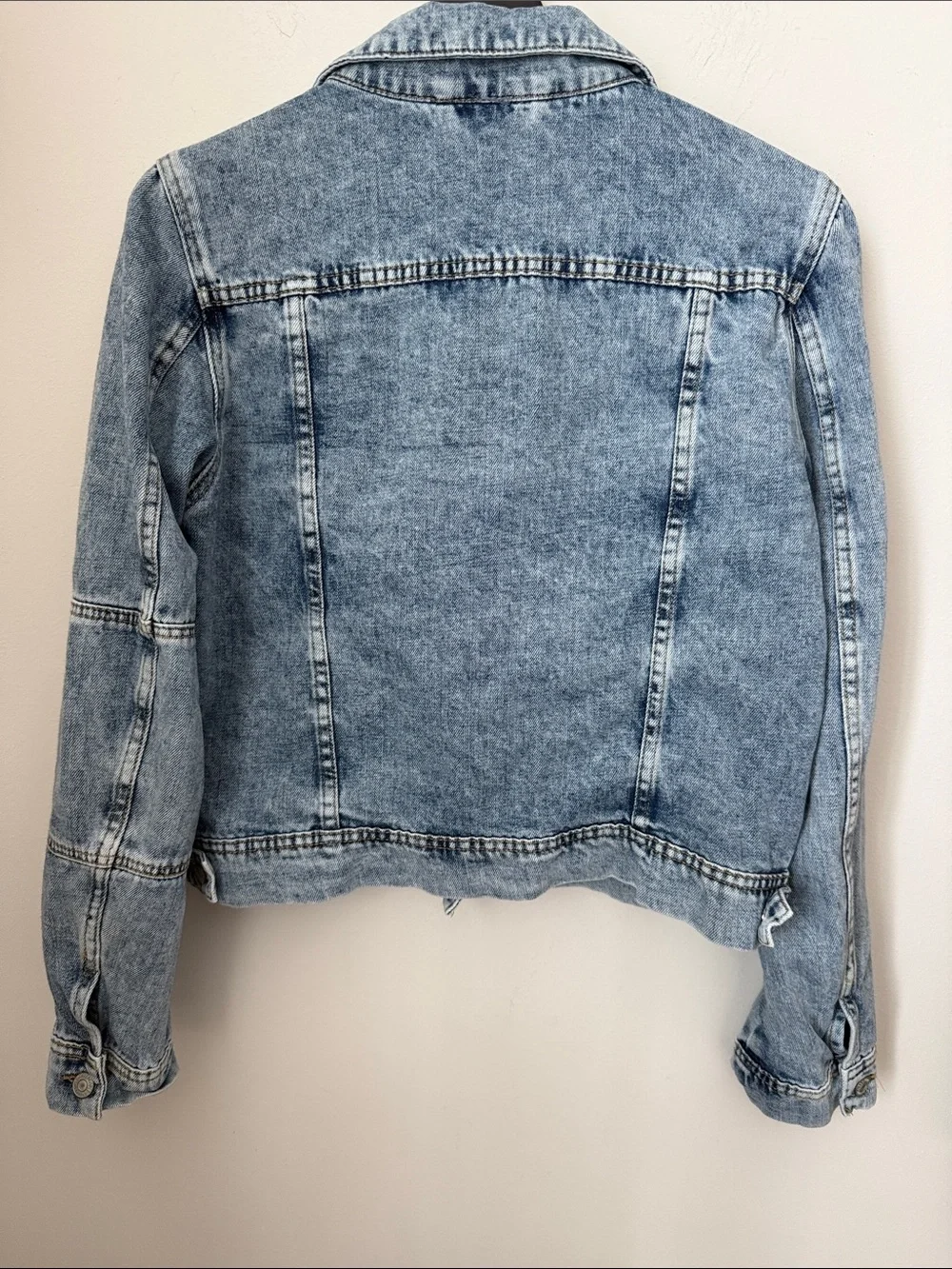 Free People Light Wash Cropped Denim Jacket